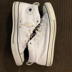 Converse White Leather Mid Top